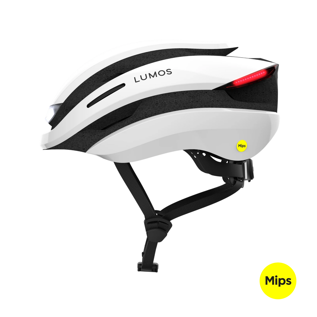 Lumos Ultra helmet in Jet White, Mips, side view